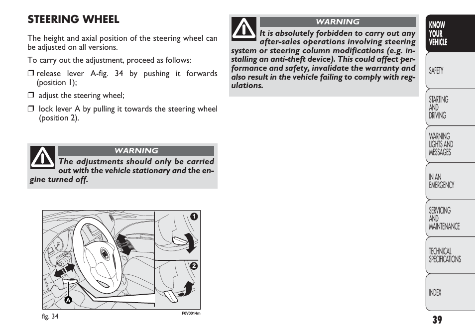 FIAT Nuovo Doblo' Panorama User Manual | Page 43 / 283