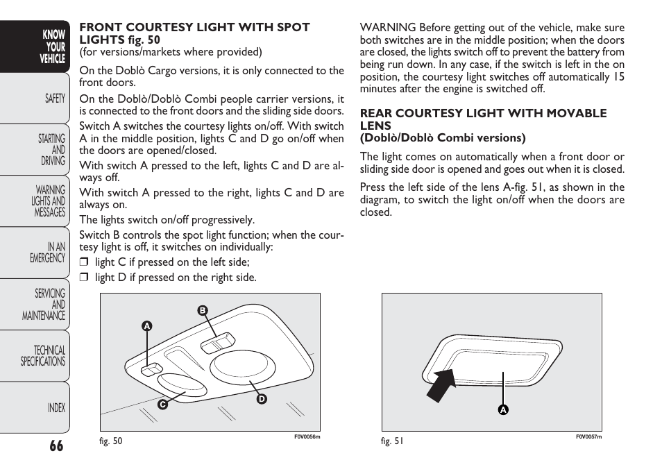 FIAT Nuovo Doblo' Panorama User Manual | Page 70 / 283