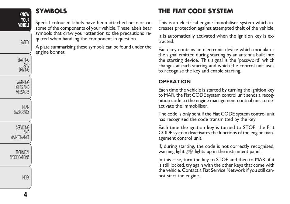 FIAT Nuovo Doblo' Panorama User Manual | Page 8 / 283