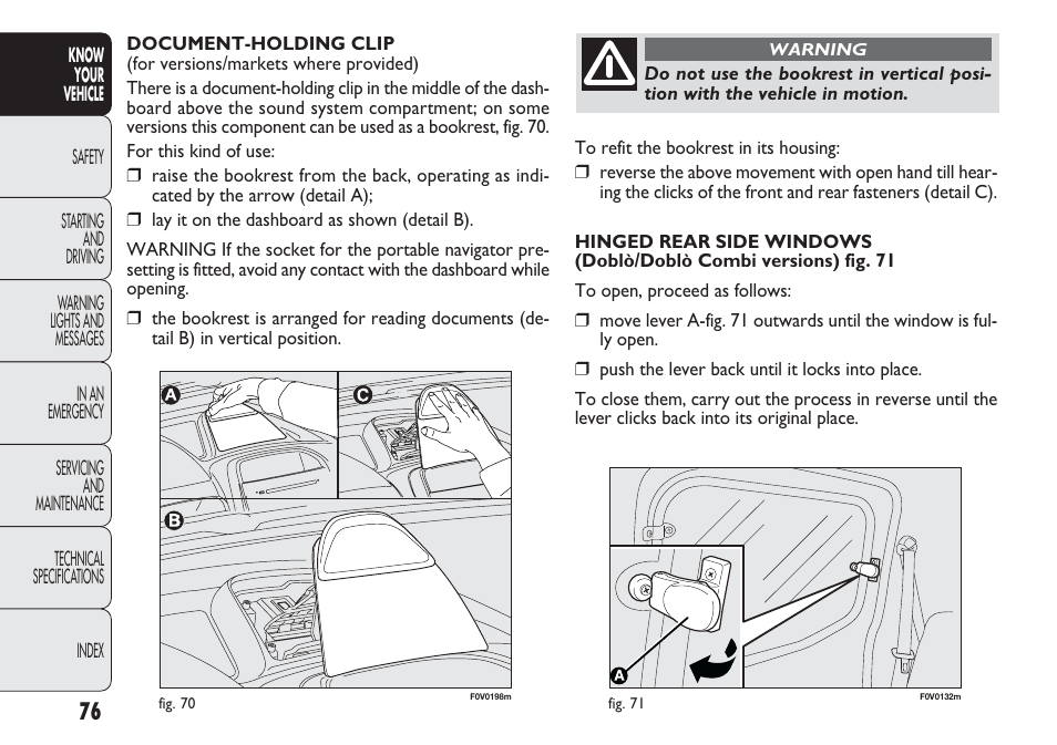 FIAT Nuovo Doblo' Panorama User Manual | Page 80 / 283