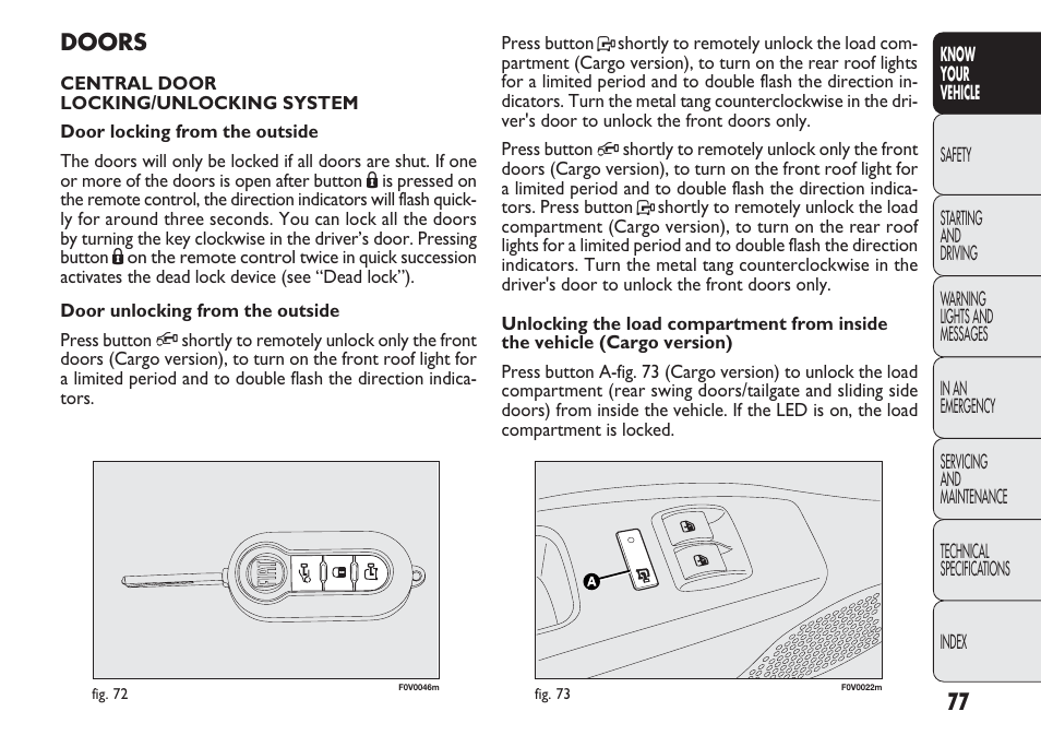 FIAT Nuovo Doblo' Panorama User Manual | Page 81 / 283