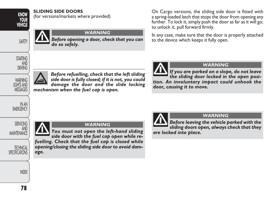 FIAT Nuovo Doblo' Panorama User Manual | Page 82 / 283