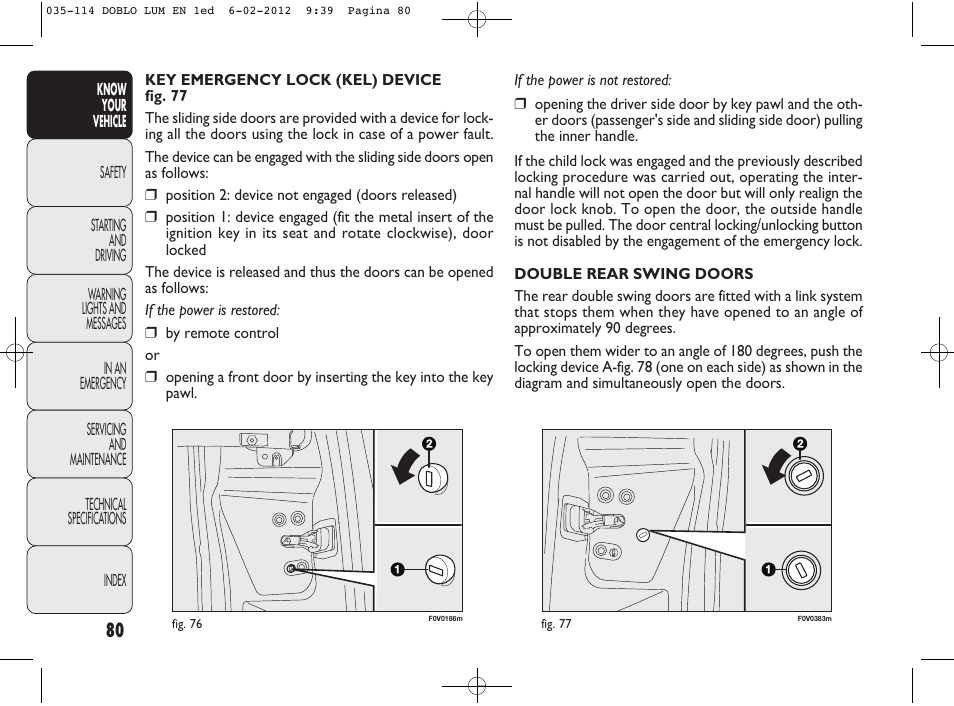 FIAT Nuovo Doblo' Panorama User Manual | Page 84 / 283