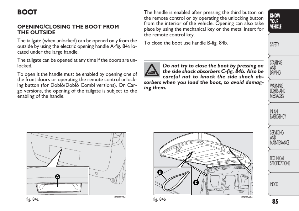 Boot | FIAT Nuovo Doblo' Panorama User Manual | Page 89 / 283