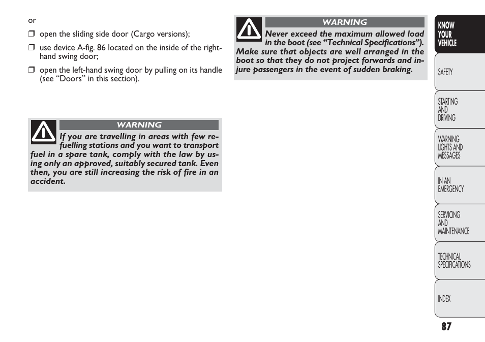 FIAT Nuovo Doblo' Panorama User Manual | Page 91 / 283