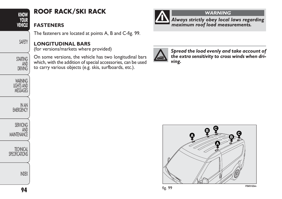 FIAT Nuovo Doblo' Panorama User Manual | Page 98 / 283