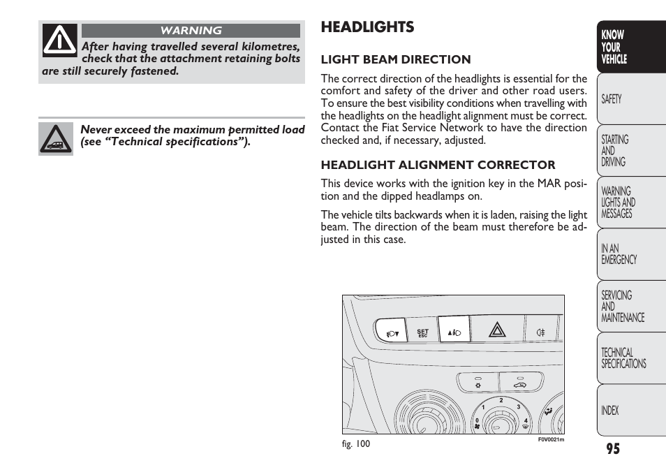 FIAT Nuovo Doblo' Panorama User Manual | Page 99 / 283