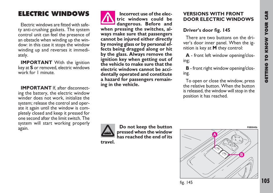 Electric windows | FIAT Ulysse User Manual | Page 106 / 254