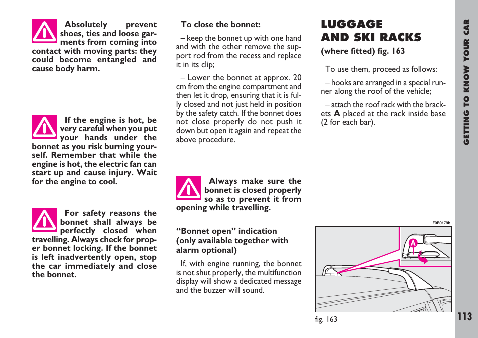 Luggage and ski racks | FIAT Ulysse User Manual | Page 114 / 254