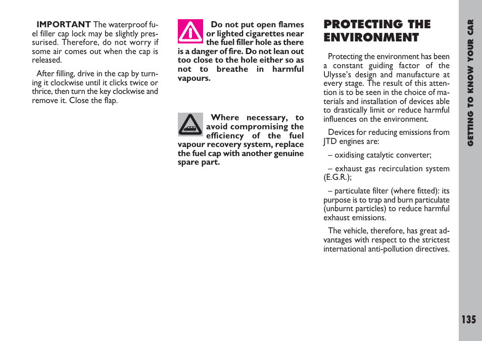 Protecting the environment | FIAT Ulysse User Manual | Page 136 / 254