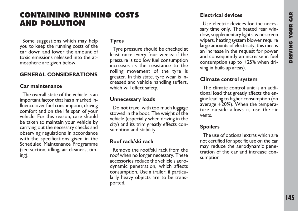 Containing running costs and pollution | FIAT Ulysse User Manual | Page 146 / 254