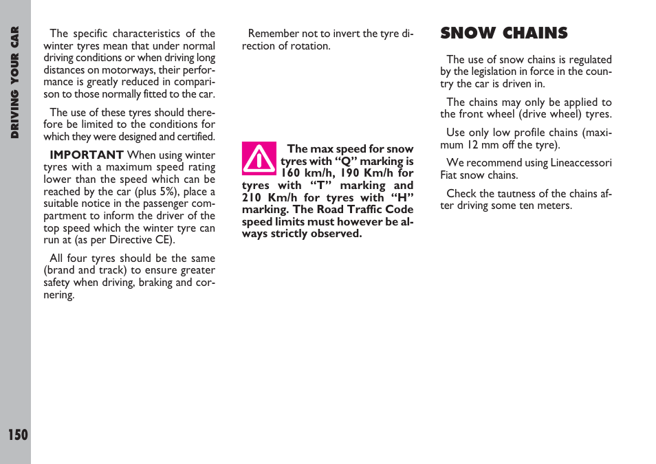 Snow chains | FIAT Ulysse User Manual | Page 151 / 254