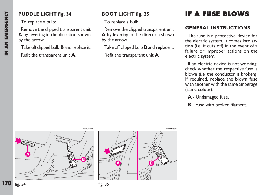 If a fuse blows | FIAT Ulysse User Manual | Page 171 / 254