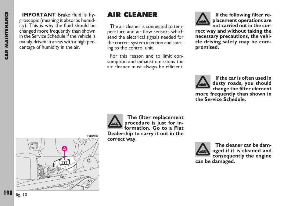 Air cleaner | FIAT Ulysse User Manual | Page 199 / 254