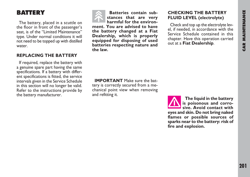 Battery | FIAT Ulysse User Manual | Page 202 / 254