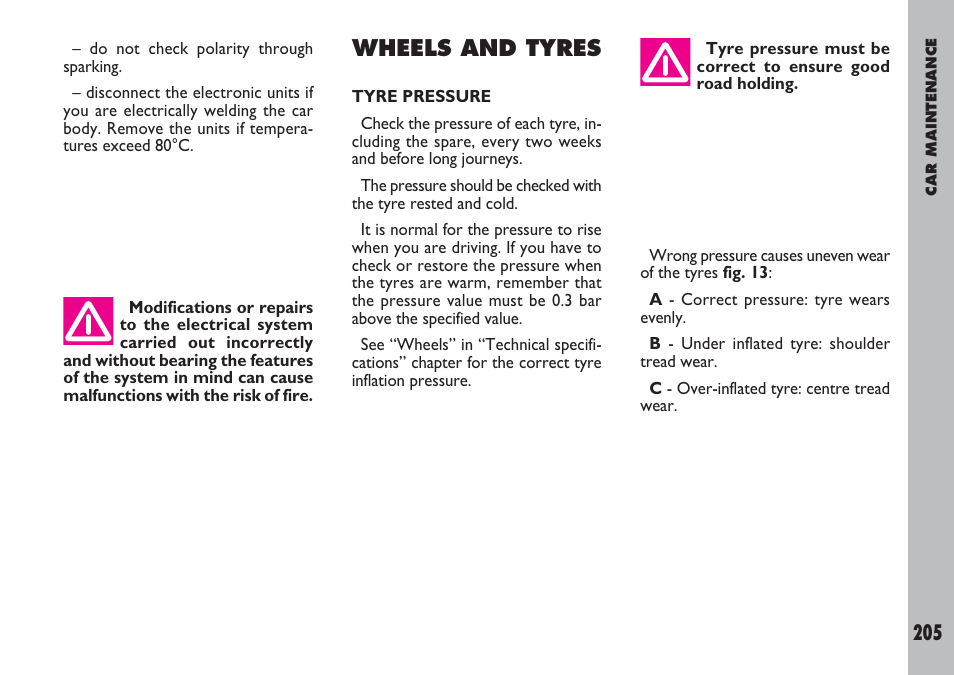 Wheels and tyres | FIAT Ulysse User Manual | Page 206 / 254