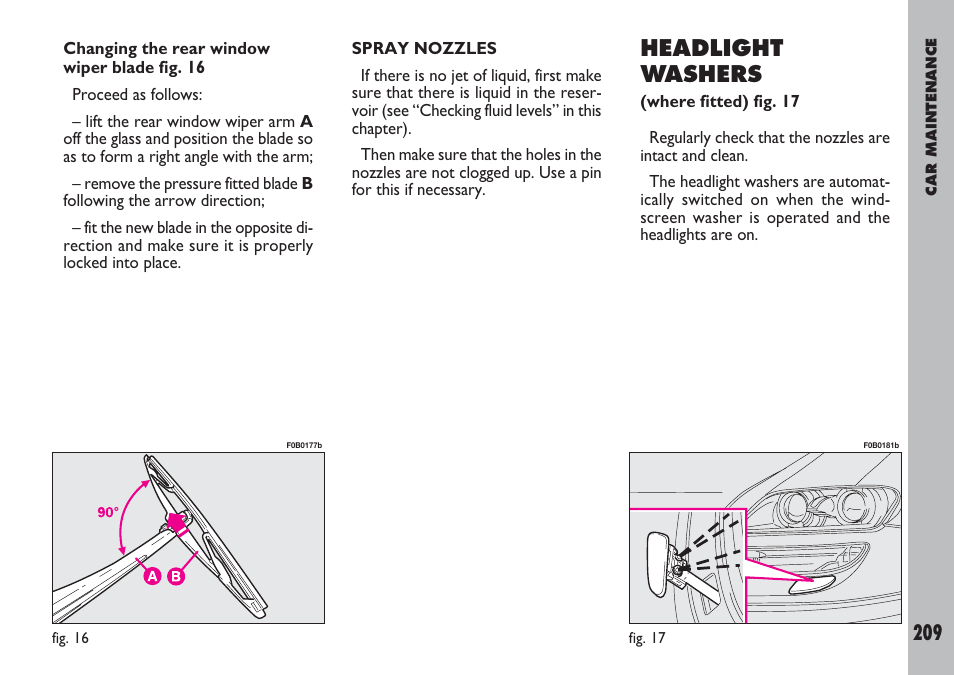 Headlight washers | FIAT Ulysse User Manual | Page 210 / 254