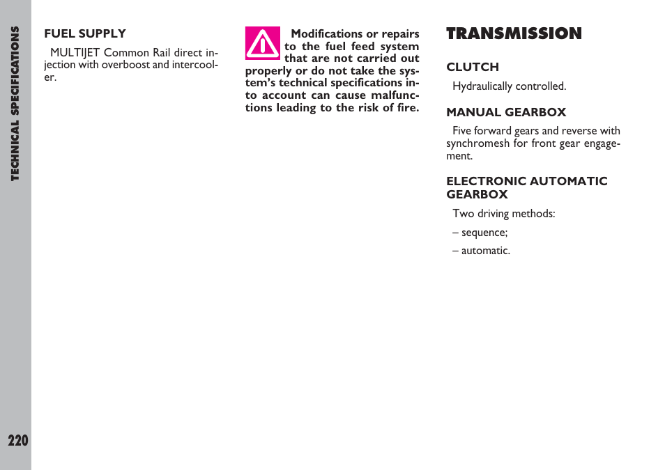 Transmission | FIAT Ulysse User Manual | Page 221 / 254