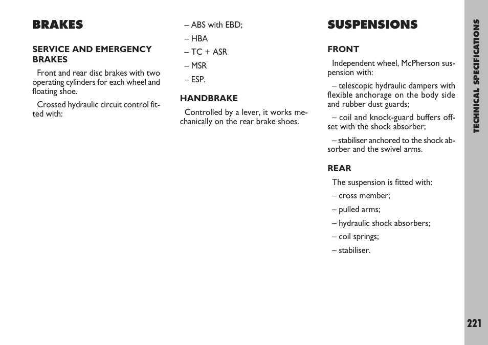 Brakes, Suspensions | FIAT Ulysse User Manual | Page 222 / 254