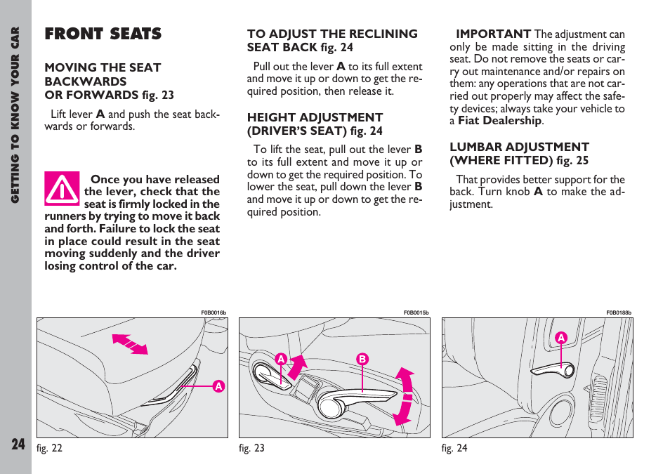 Front seats | FIAT Ulysse User Manual | Page 25 / 254