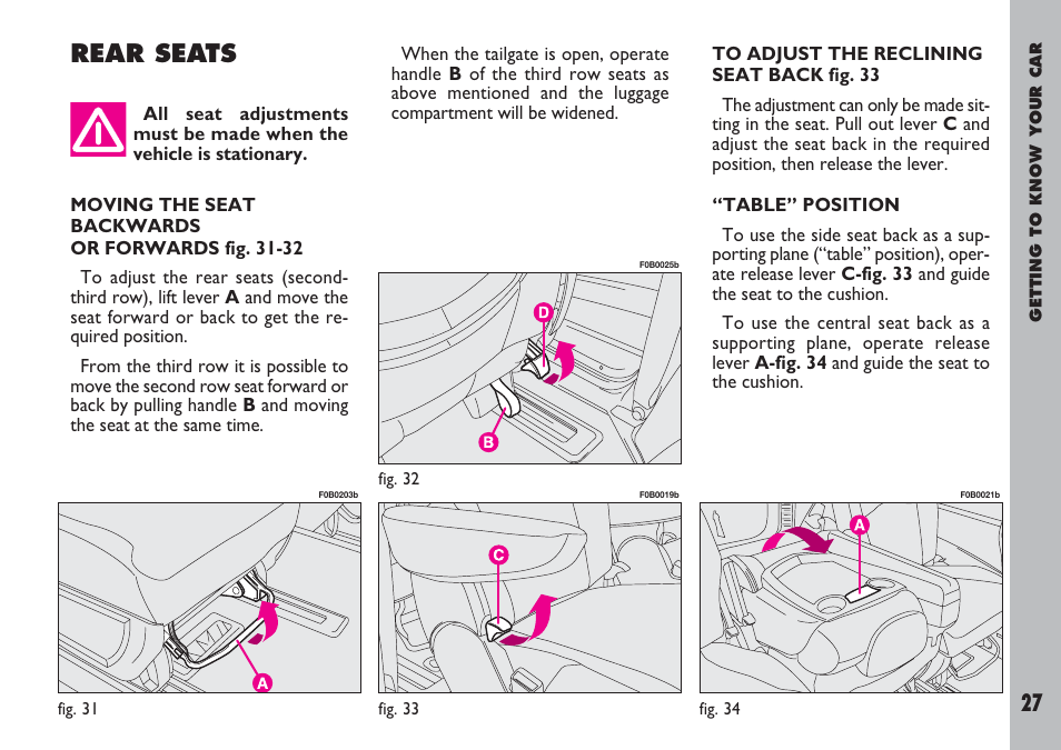 Rear seats | FIAT Ulysse User Manual | Page 28 / 254