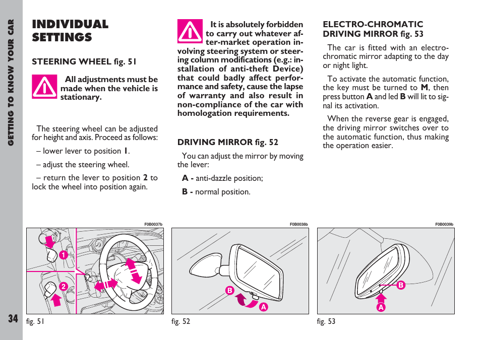 Individual settings | FIAT Ulysse User Manual | Page 35 / 254