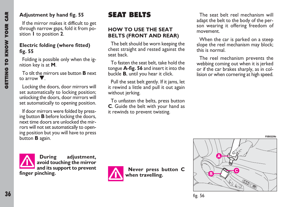 Seat belts | FIAT Ulysse User Manual | Page 37 / 254