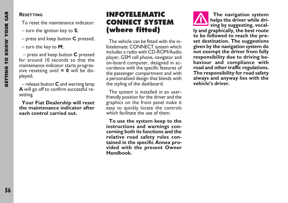 Infotelematic connect system (where fitted) | FIAT Ulysse User Manual | Page 57 / 254