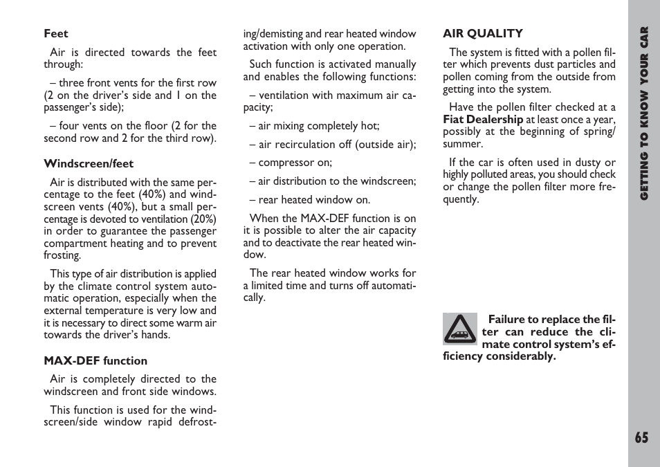 FIAT Ulysse User Manual | Page 66 / 254