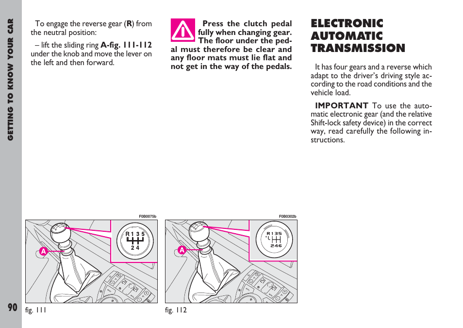 Electronic automatic transmission | FIAT Ulysse User Manual | Page 91 / 254