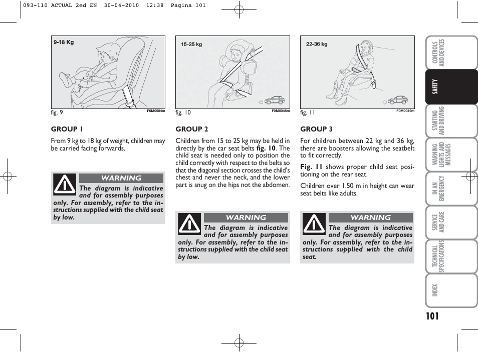 FIAT Grande Punto Actual User Manual | Page 102 / 216