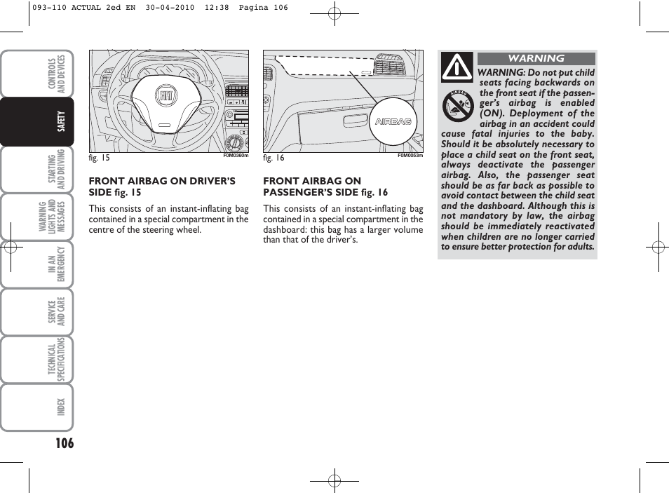 FIAT Grande Punto Actual User Manual | Page 107 / 216