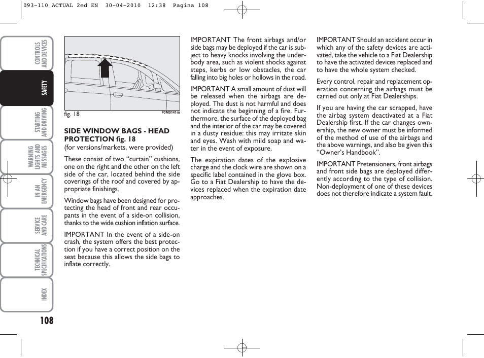 FIAT Grande Punto Actual User Manual | Page 109 / 216