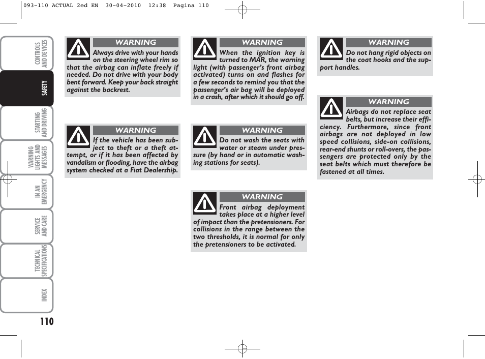 FIAT Grande Punto Actual User Manual | Page 111 / 216