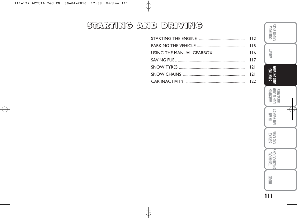 FIAT Grande Punto Actual User Manual | Page 112 / 216