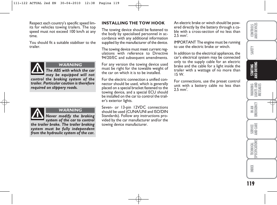 FIAT Grande Punto Actual User Manual | Page 120 / 216