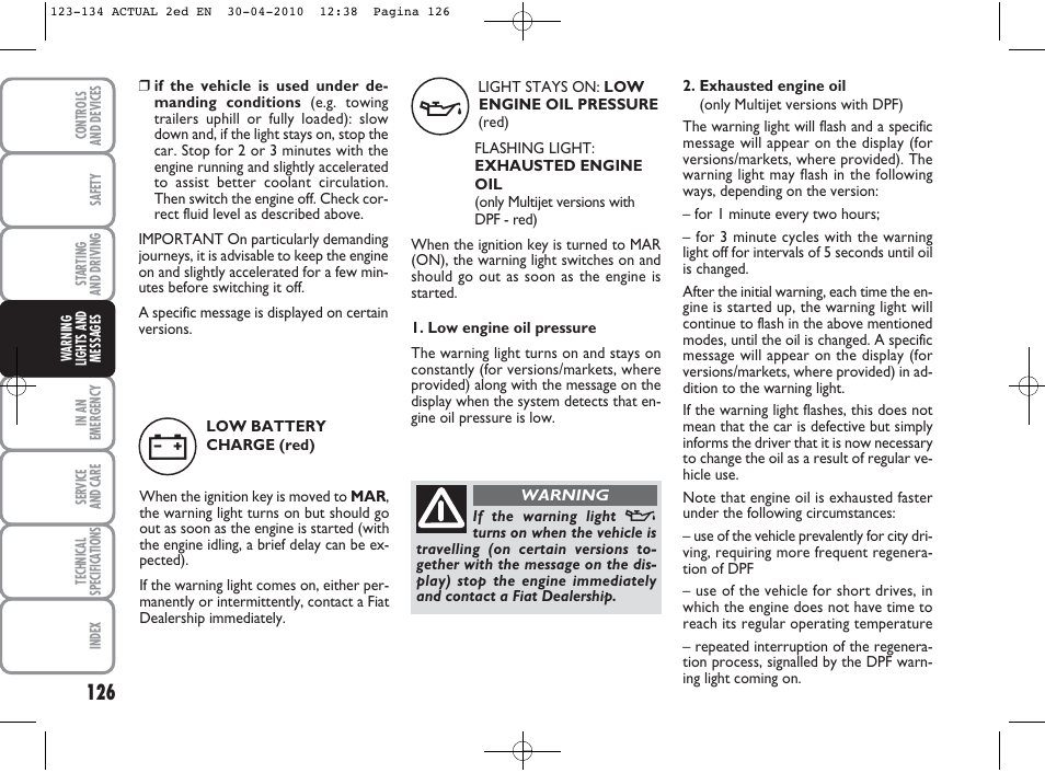 FIAT Grande Punto Actual User Manual | Page 127 / 216