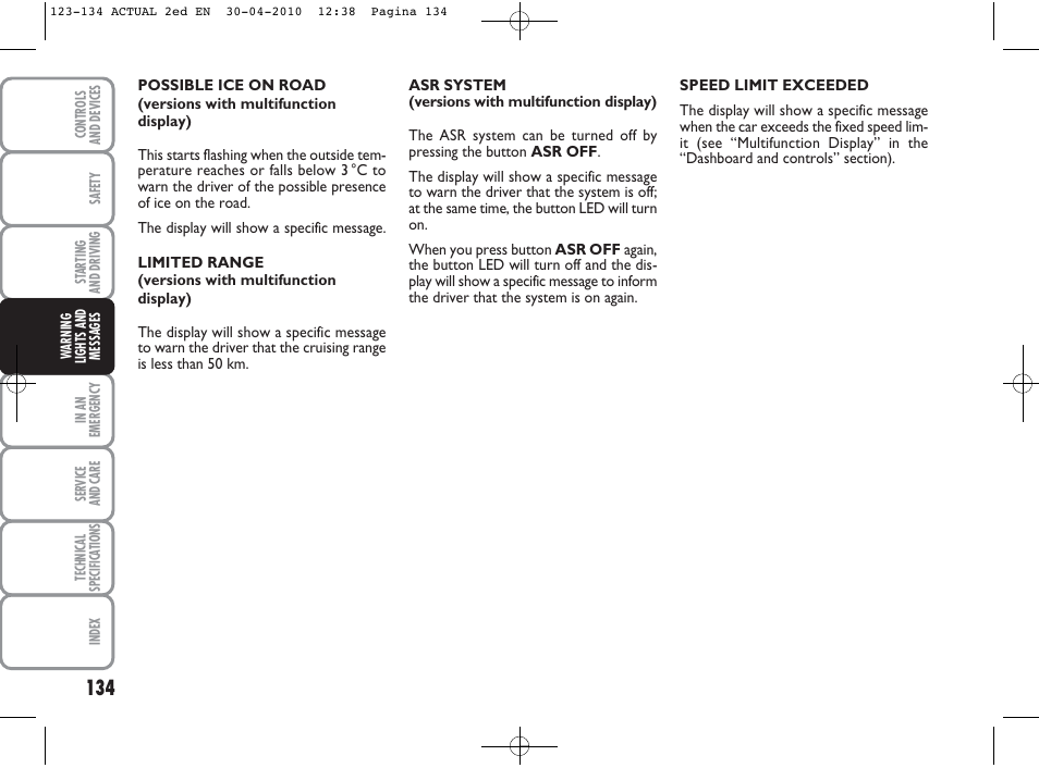 FIAT Grande Punto Actual User Manual | Page 135 / 216