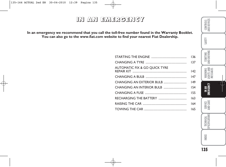 FIAT Grande Punto Actual User Manual | Page 136 / 216