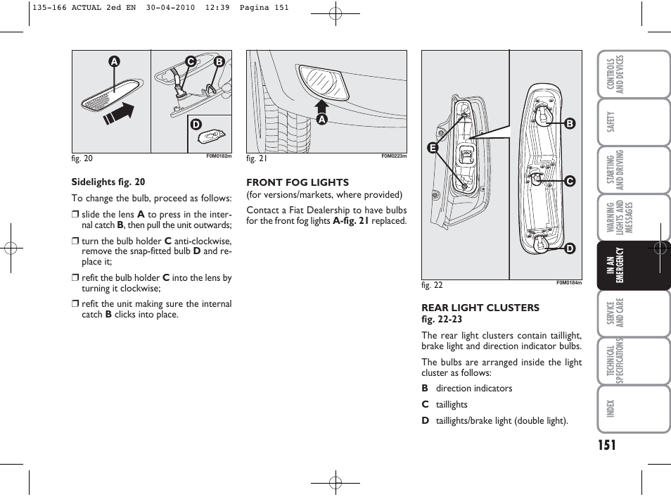 FIAT Grande Punto Actual User Manual | Page 152 / 216