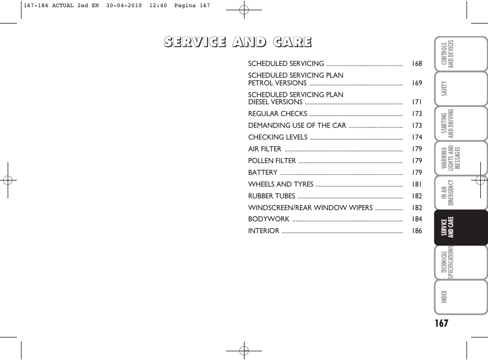 FIAT Grande Punto Actual User Manual | Page 168 / 216