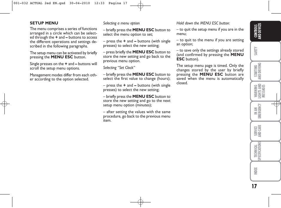 FIAT Grande Punto Actual User Manual | Page 18 / 216