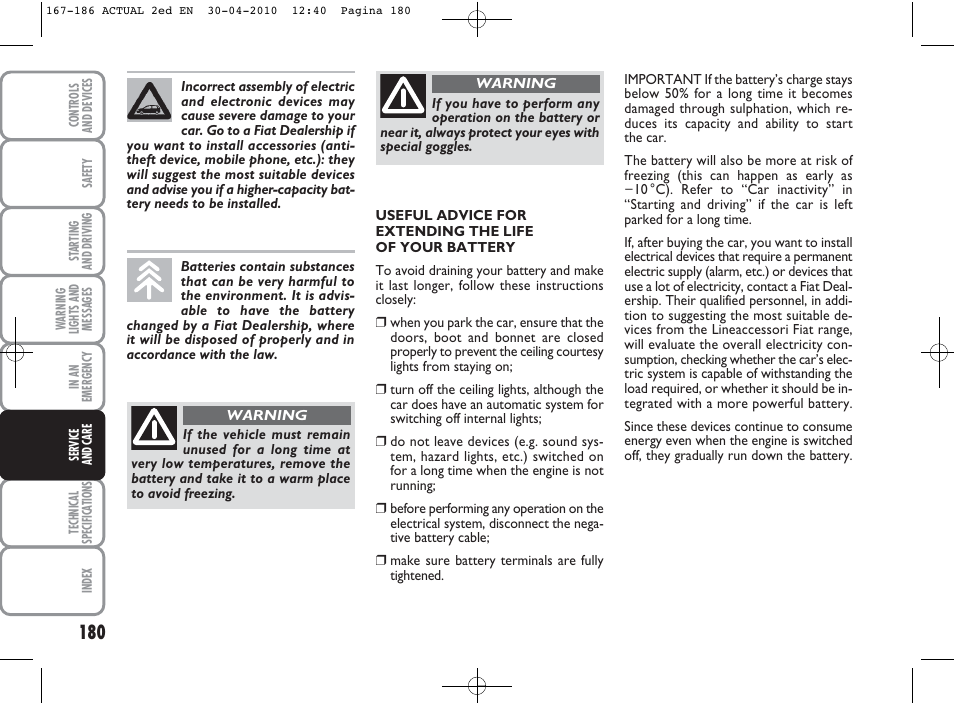 FIAT Grande Punto Actual User Manual | Page 181 / 216