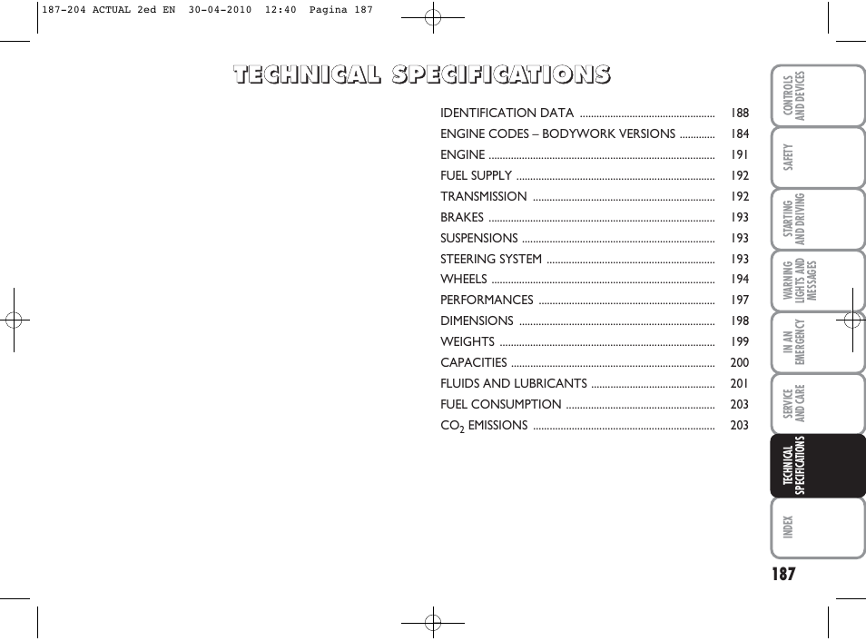 FIAT Grande Punto Actual User Manual | Page 188 / 216