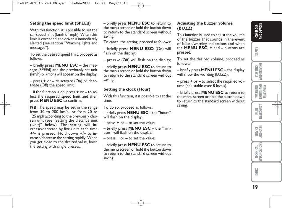 FIAT Grande Punto Actual User Manual | Page 20 / 216