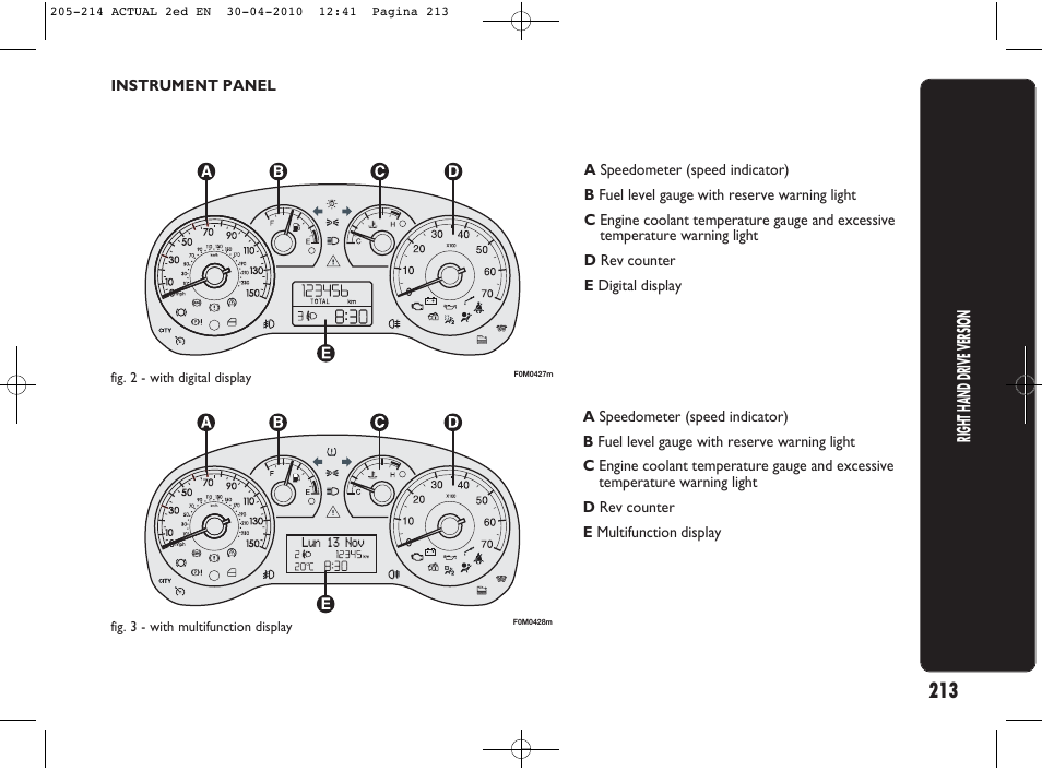 FIAT Grande Punto Actual User Manual | Page 214 / 216