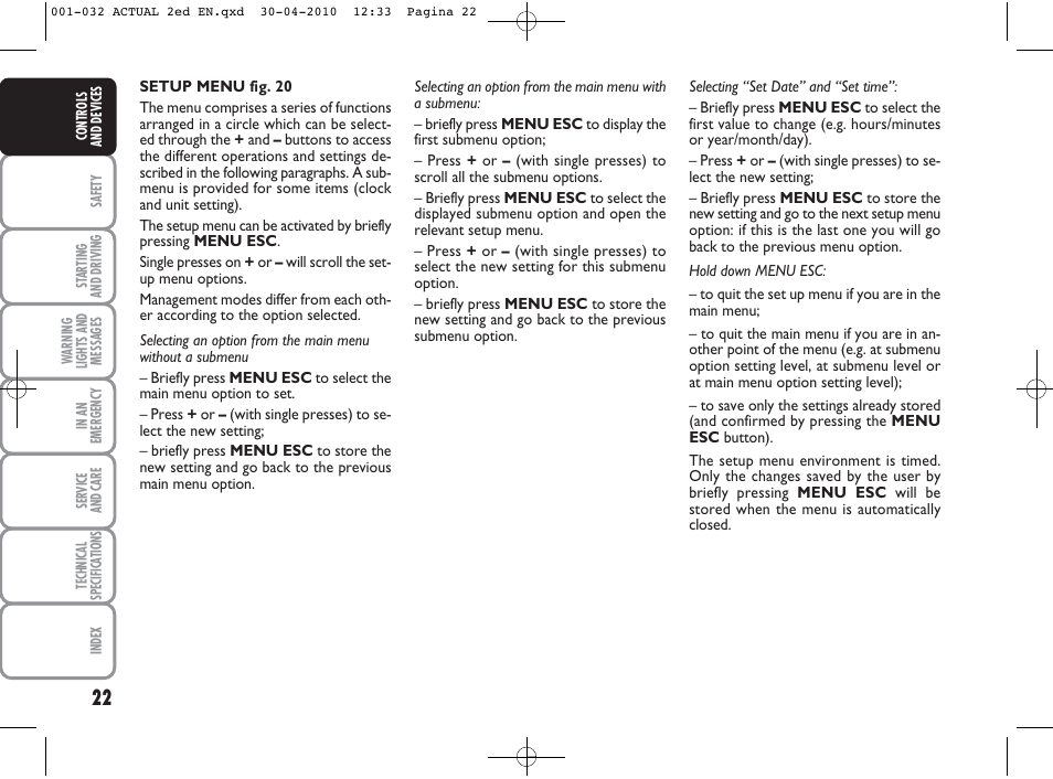 FIAT Grande Punto Actual User Manual | Page 23 / 216