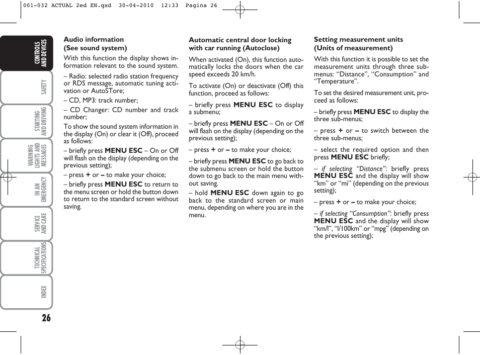 FIAT Grande Punto Actual User Manual | Page 27 / 216