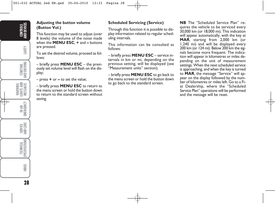 FIAT Grande Punto Actual User Manual | Page 29 / 216