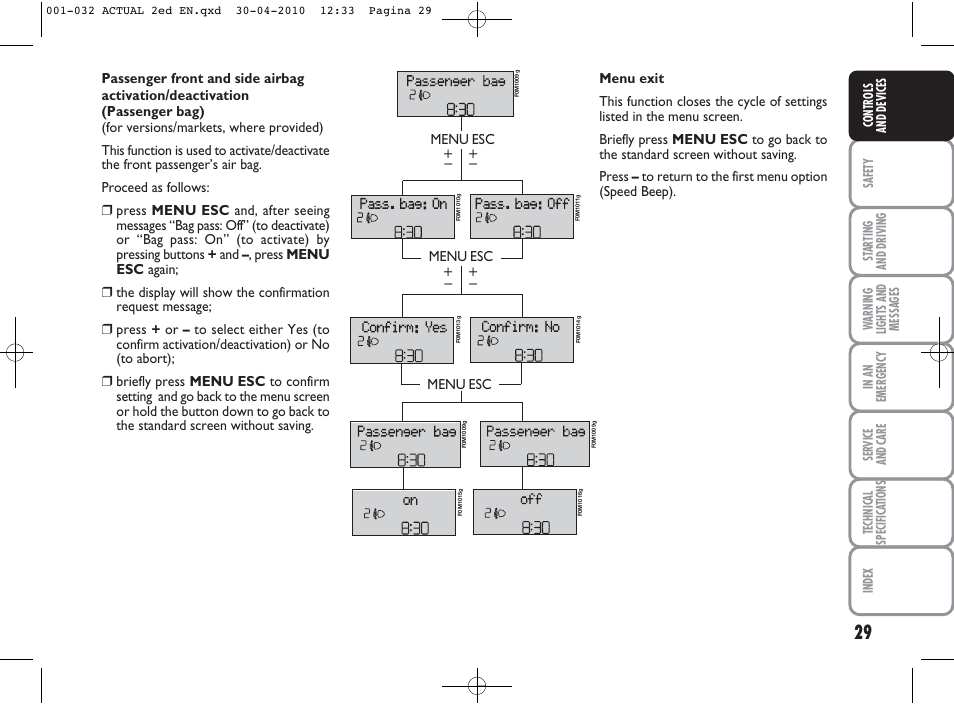 FIAT Grande Punto Actual User Manual | Page 30 / 216